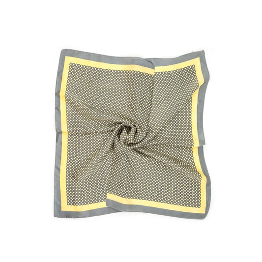Gray square scarf with yellow border on a white background