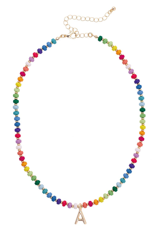 Rainbow Beaded Initial Necklaces A