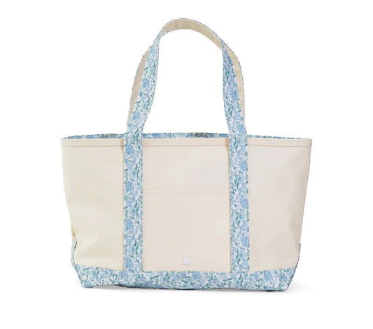 Medium Tote, Coated Canvas, Natural w/ Hamptons Floral