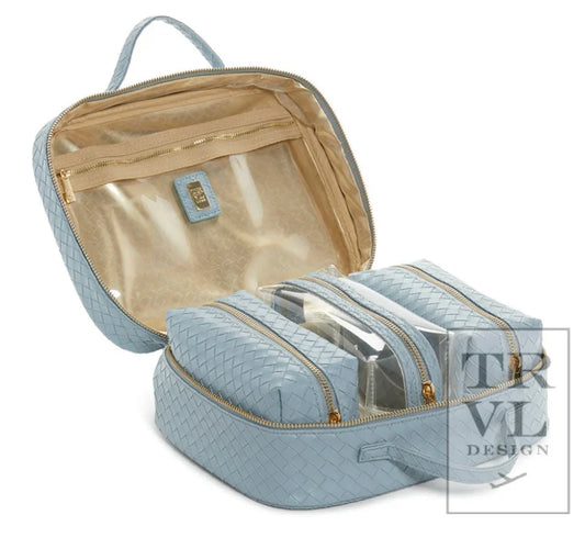 Luxe Travel Cosmetic Toiletry Case, Woven Surf