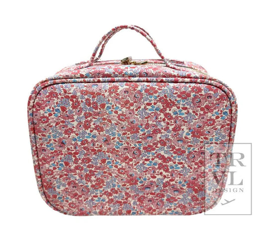 Luxe Travel Cosmetic Toiletry Case, Marseille w/ Pink Pinstripe