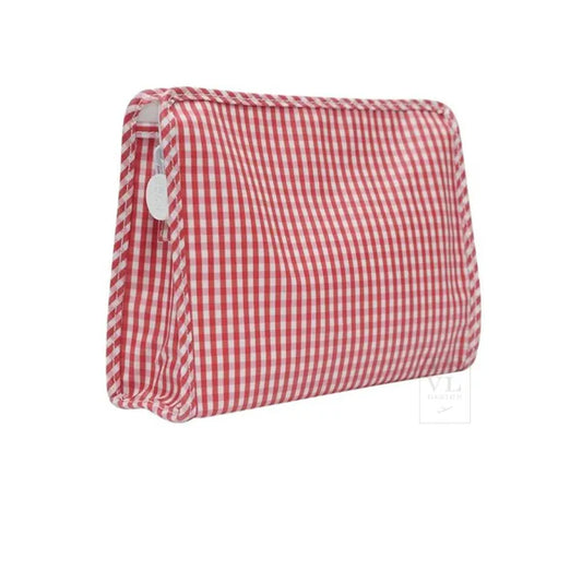 Roadie Large Zip Pouch, Red Gingham