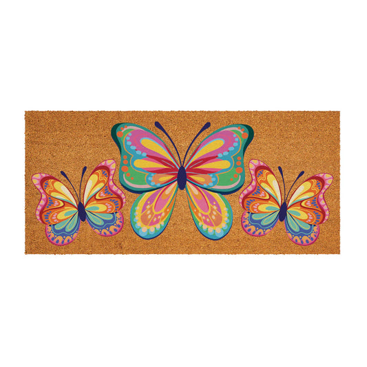 Bunny Blooms Bows & Butterfly, Flocked Coir Mat