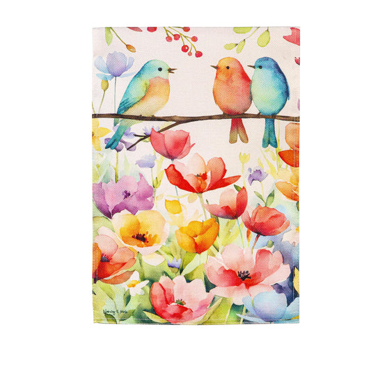 Bird Talk Burlap Garden Flag