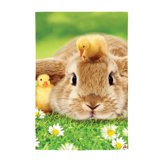 Bunny and Duckling Lustre Garden Flag
