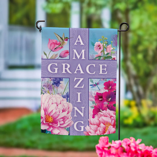 Amazing Grace Cross Suede Garden Flag