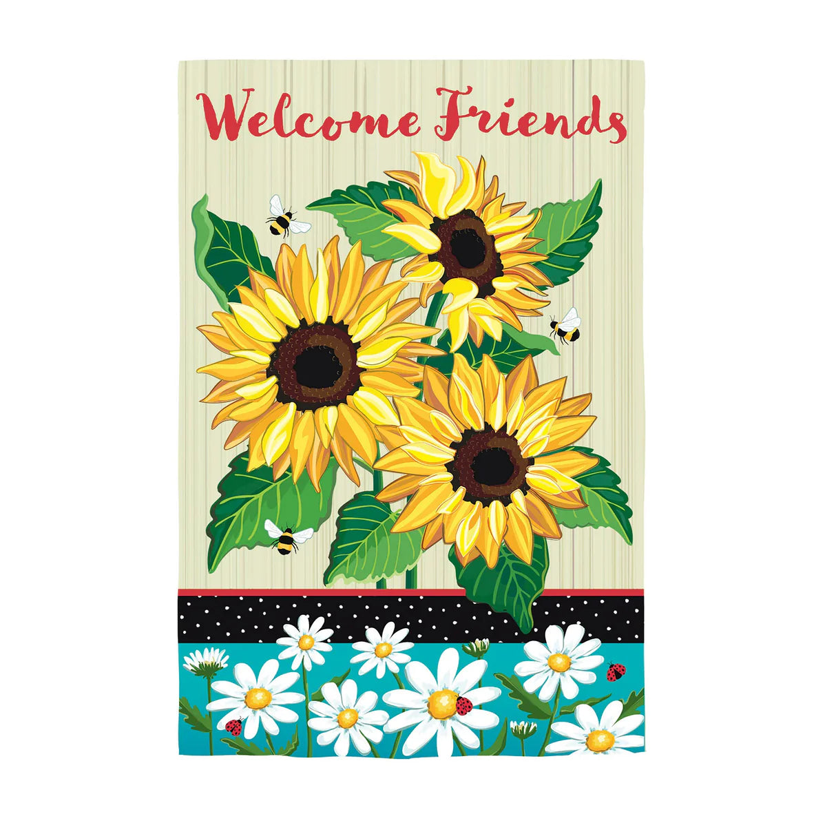 Sunflowers and Daisies Applique Garden Flag