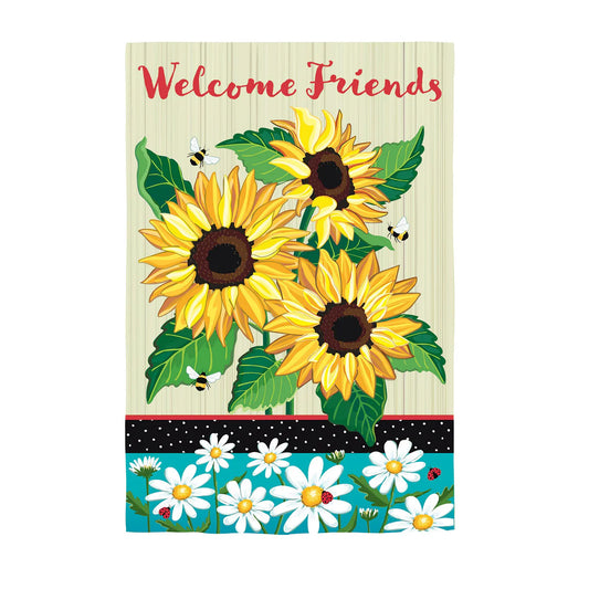 Sunflowers and Daisies Applique Garden Flag