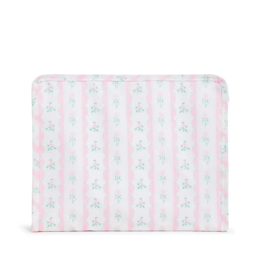 Roadie Medium Zip Pouch, Ribbon Floral Pink