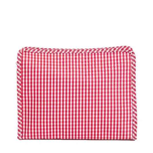 Roadie Small Zip Pouch, Gingham Red