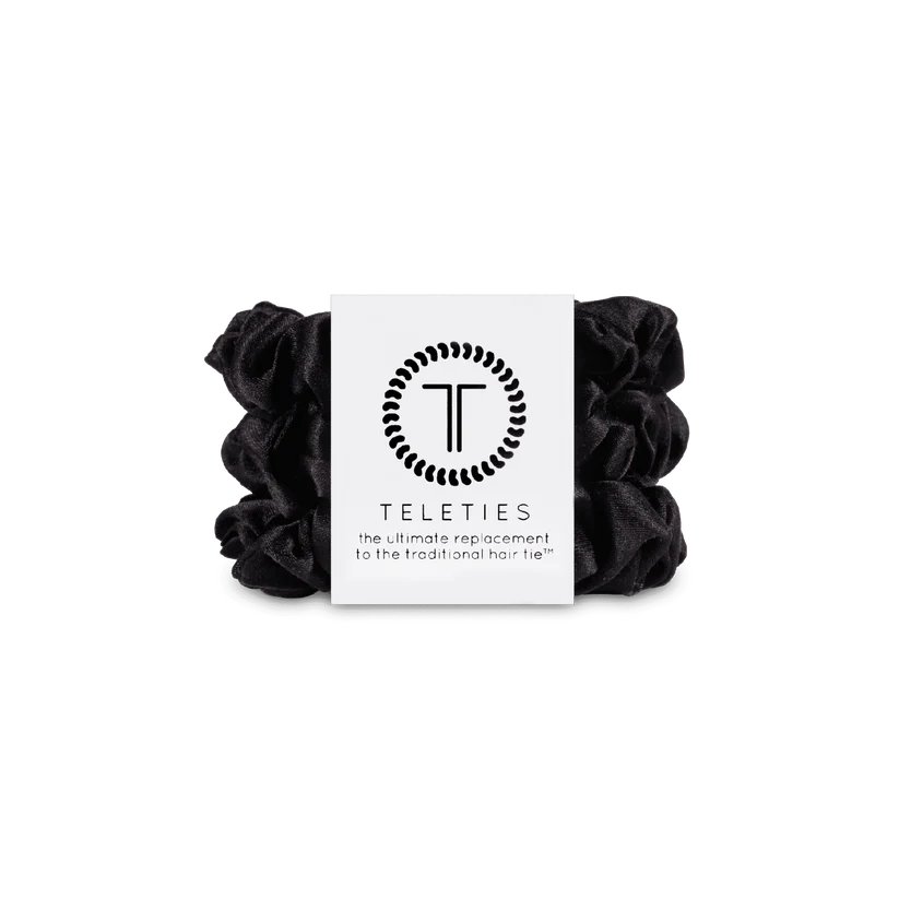 Jet Black Silk Scrunchie Small