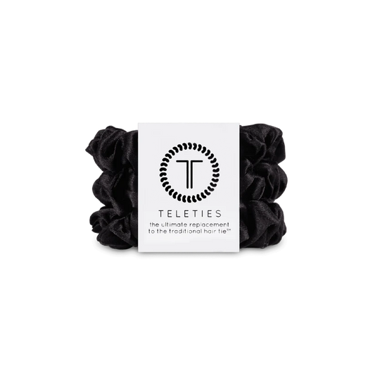 Jet Black Silk Scrunchie Small