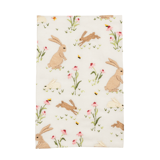 Embroidered Bunny Floral Towel