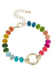 Lucy Gemstone Beaded Charm Bracelet Base in Rainbow Multi