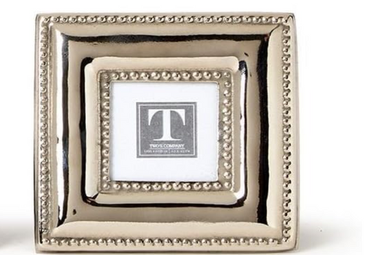 Silver Bead Mini Photo Frame Square