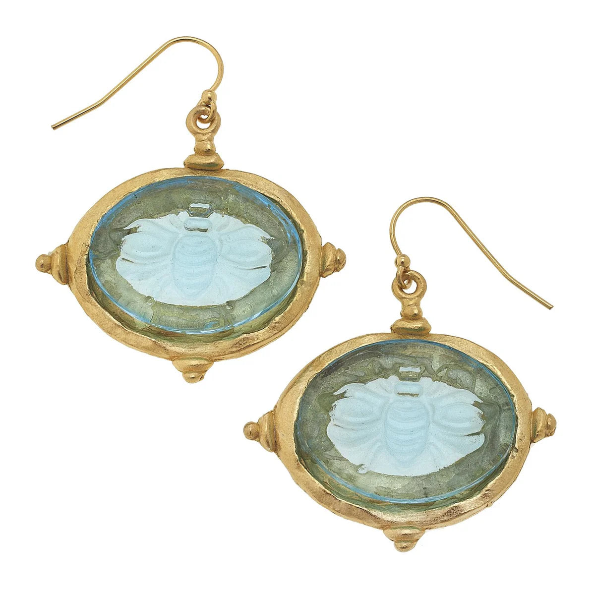 Gold & Clear Venetian Glass Bee Earrings