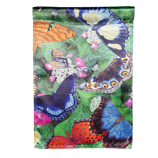 Hello Butterflies House Lustre Flag