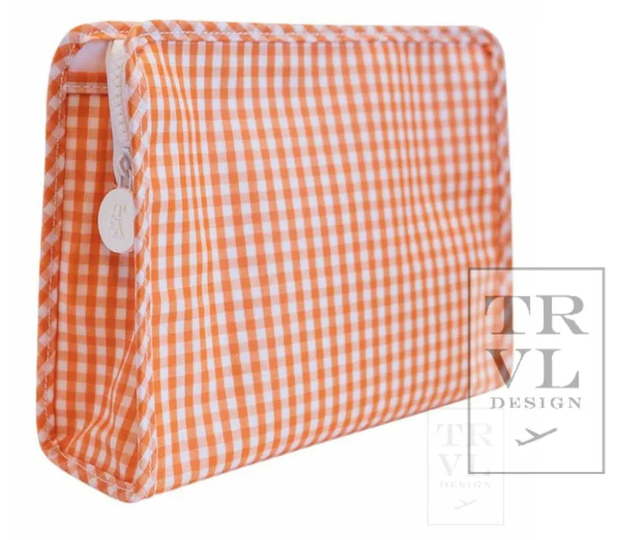 Roadie Small Zip Pouch, Gingham Orange