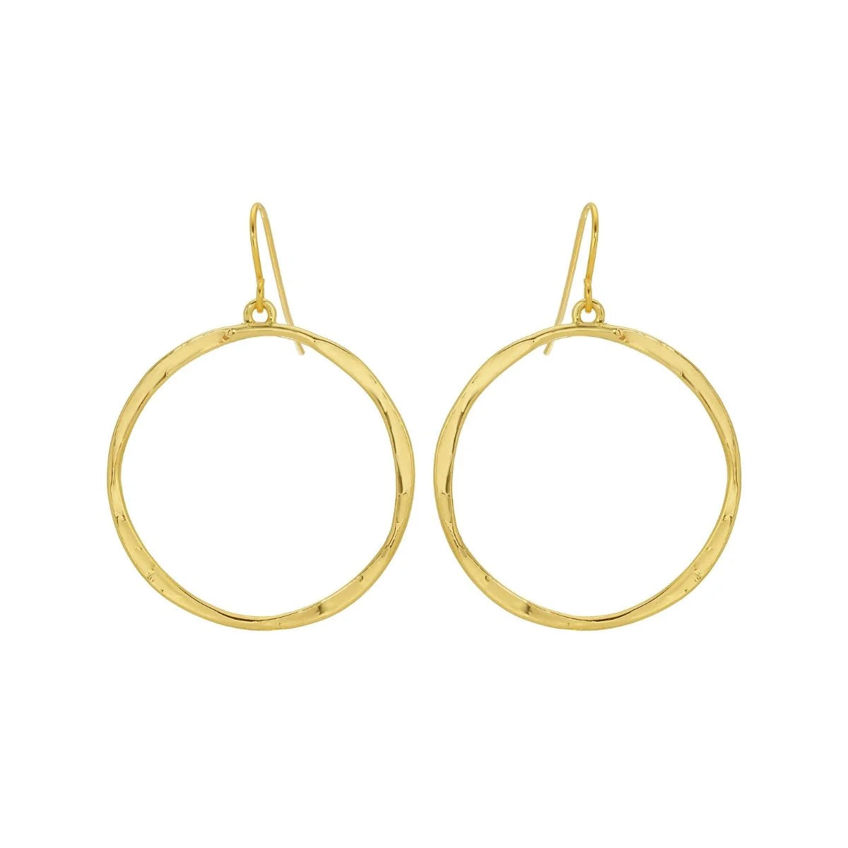 Earrings - Medium Lightly Textured Open Circle, Gold
