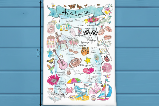 Alabama Map Kitchen Towel