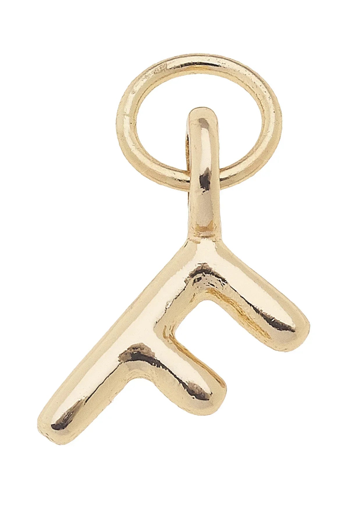 Mini "F" Initial Charm in Shiny Gold