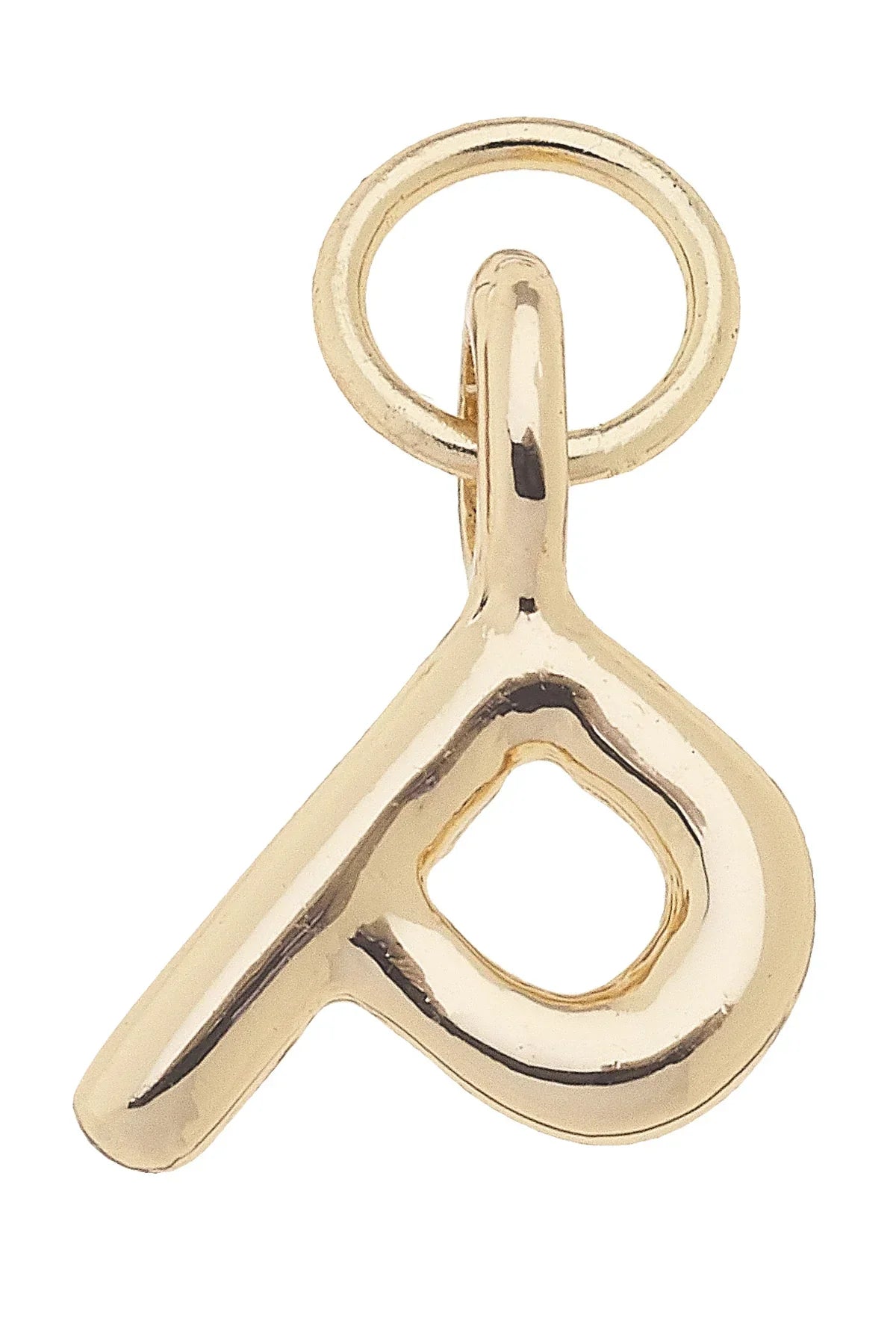 Mini "P" Initial Charm in Shiny Gold