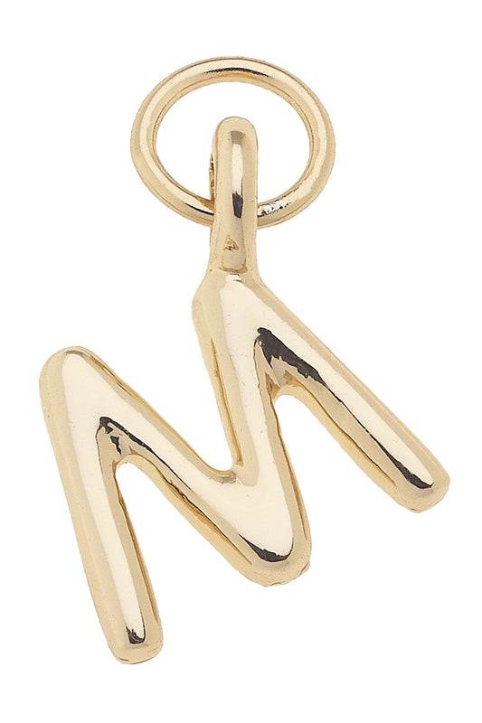 Mini "M" Initial Charm in Shiny Gold