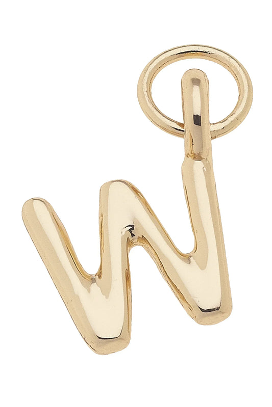 Mini "W" Initial Charm in Shiny Gold