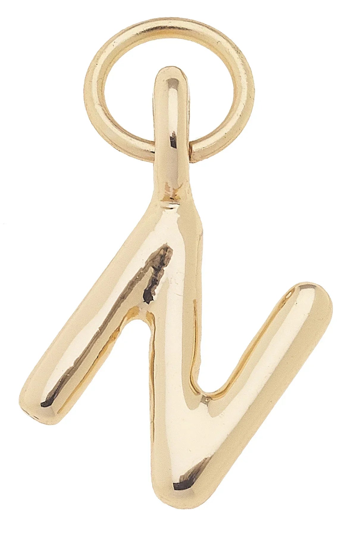 Mini "N" Initial Charm in Shiny Gold