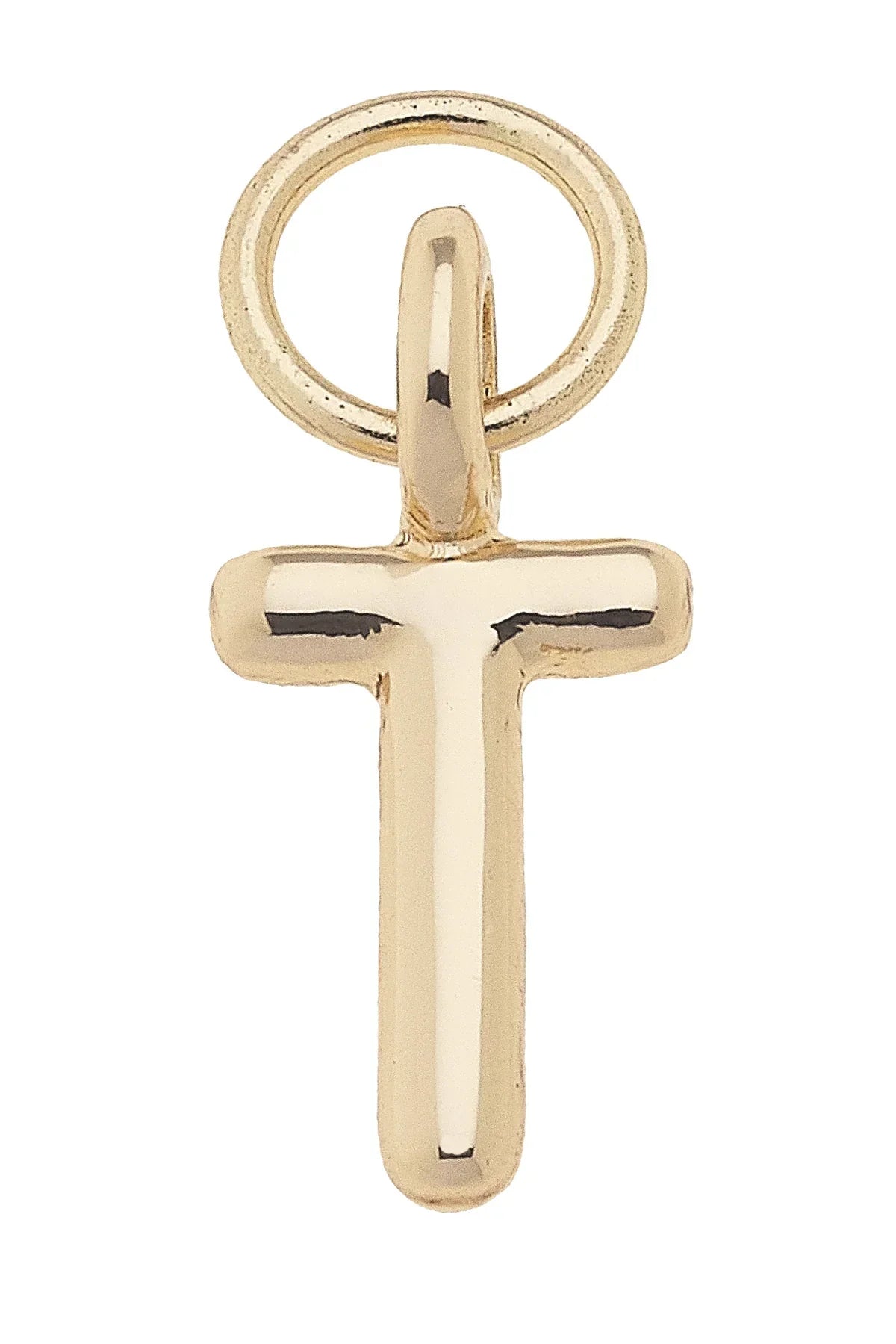 Mini "T" Initial Charm in Shiny Gold