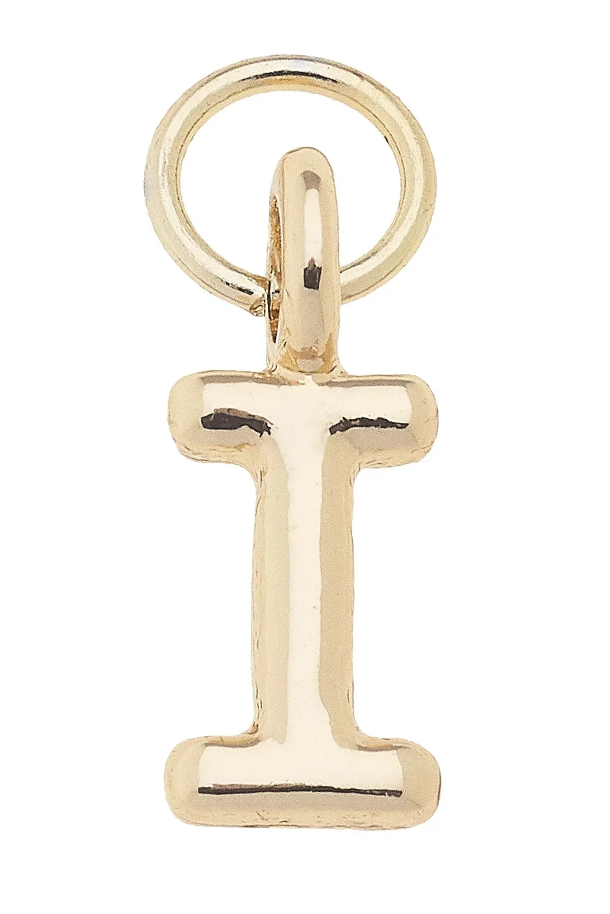 Mini "I" Initial Charm in Shiny Gold