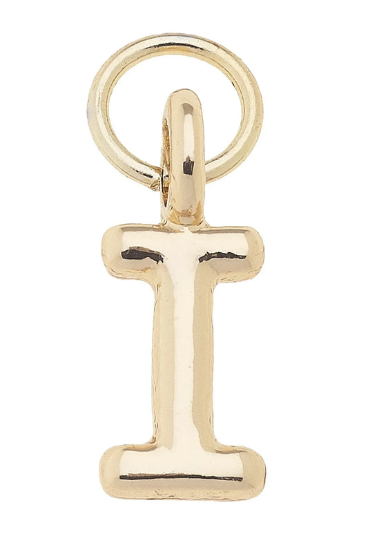 Mini "I" Initial Charm in Shiny Gold