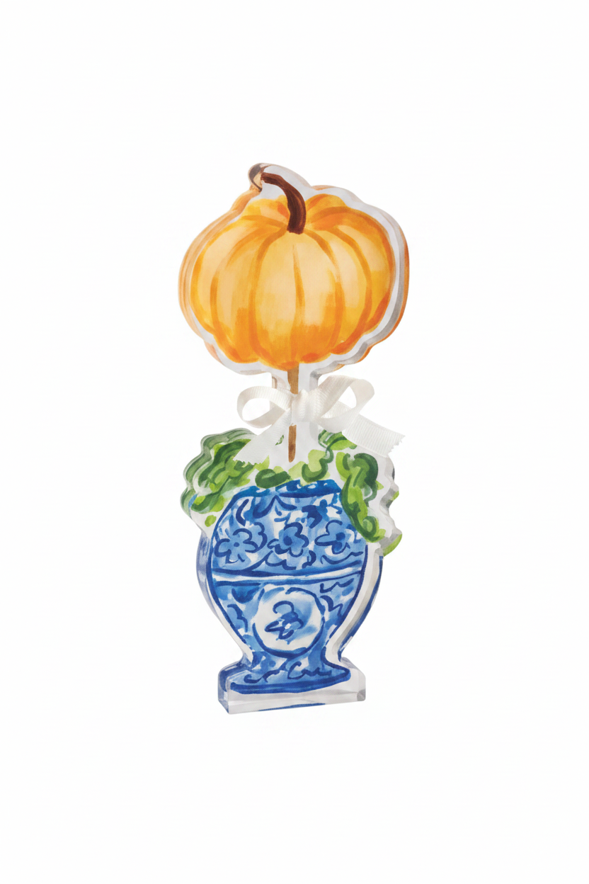 One Pumpkin Topiary Acrylic Sitter