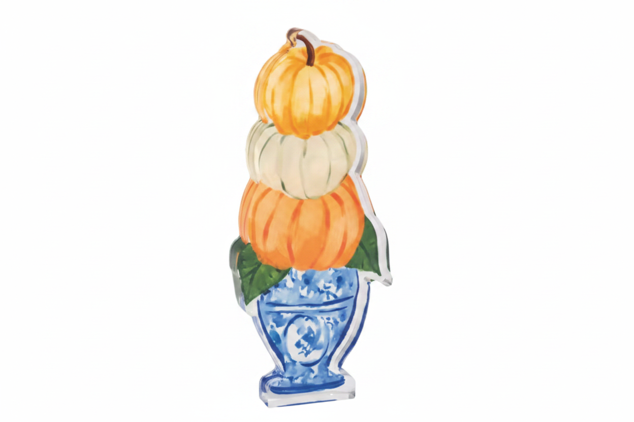 Three Pumpkins Pumpkin Topiary Acrylic Sitter