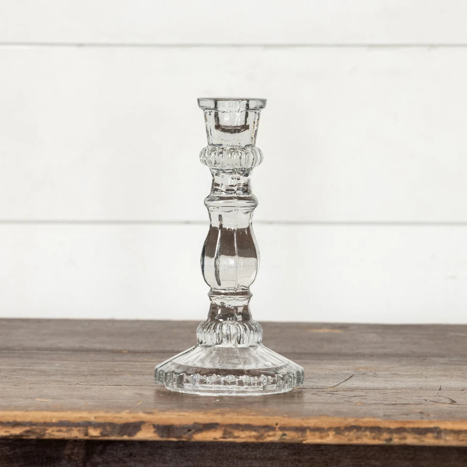 9" Glass Taper Candlestick