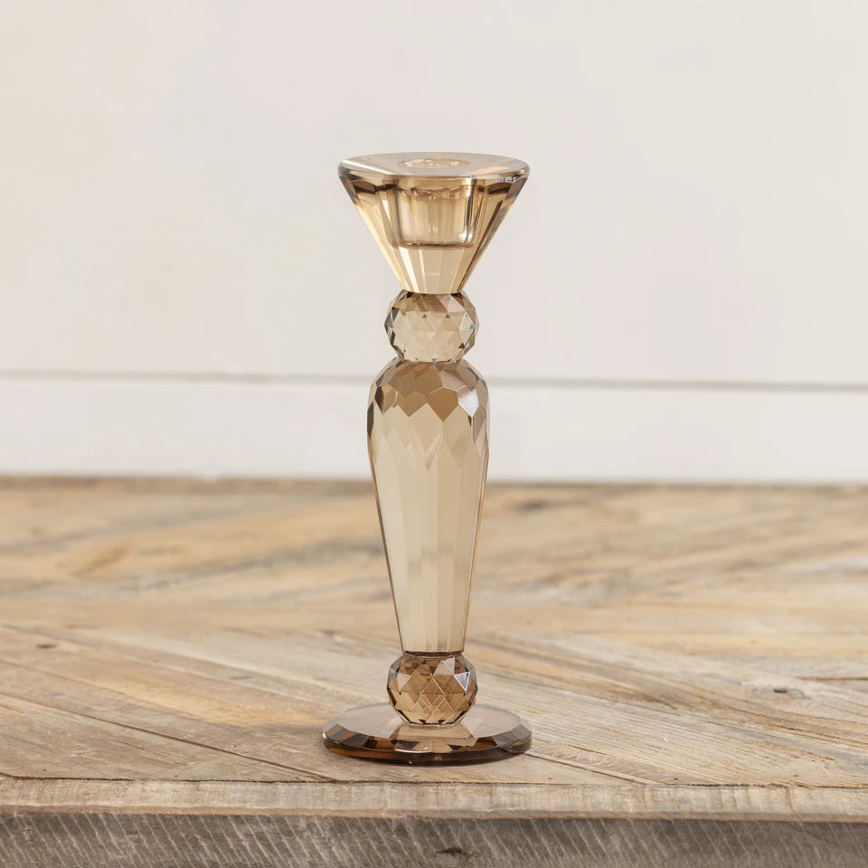 7.5" Bronze Glass Taper Candlestick