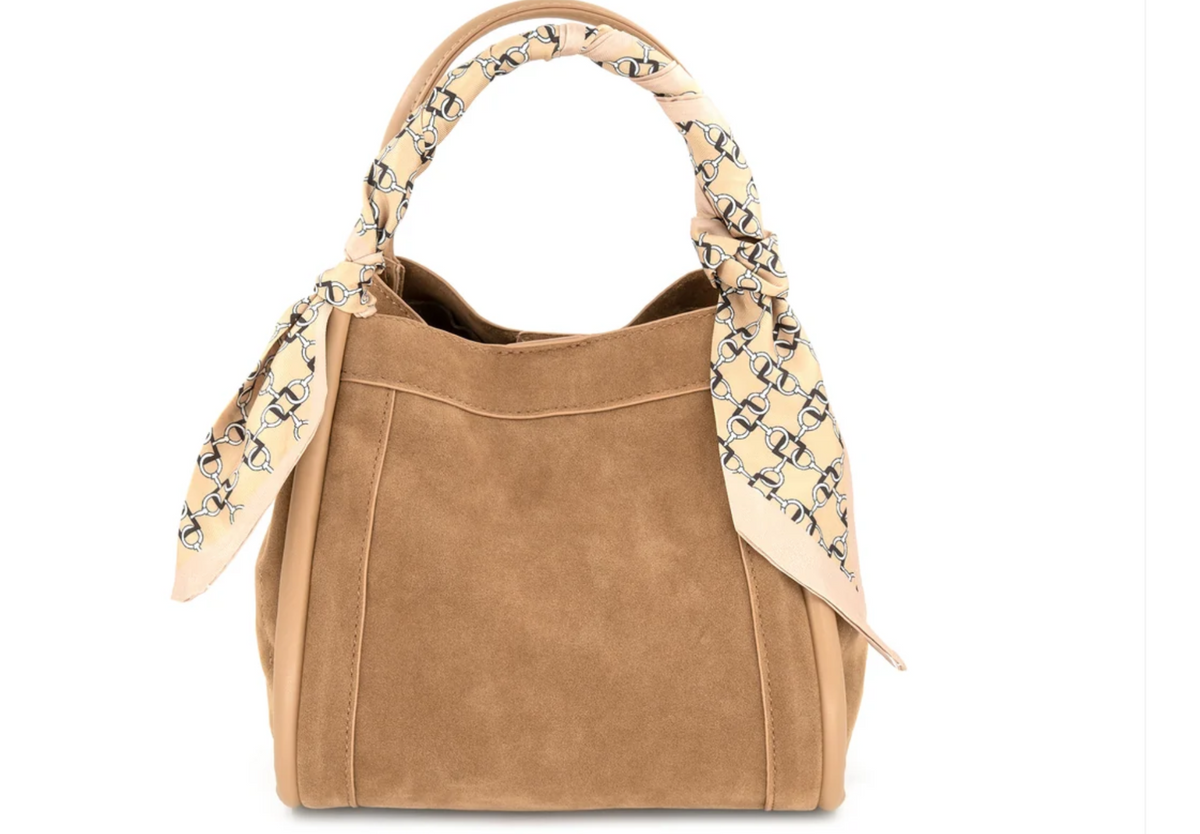 Gianna Suede Bag, Tan