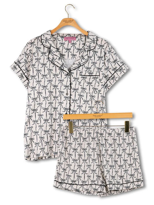 Pajama Short Set Black Bow