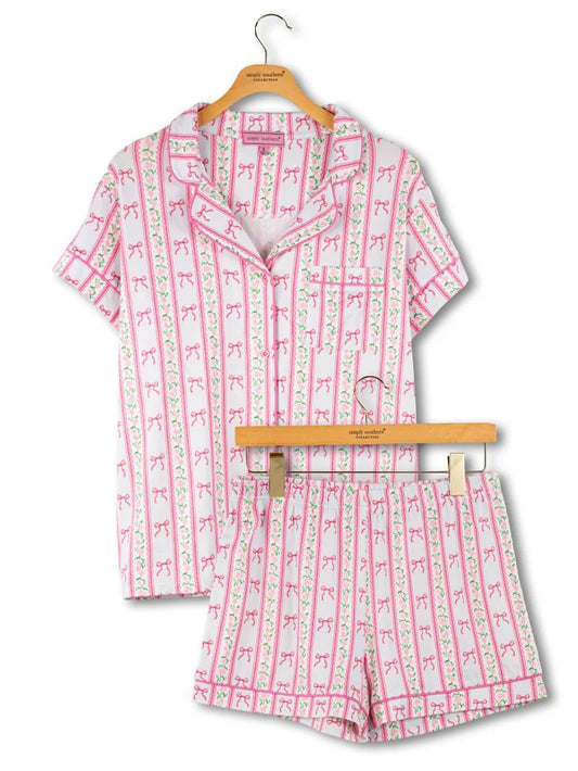 Pajama Short Set Blush Stripe