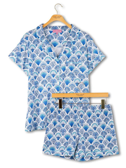 Pajama Short Set Blue Shell