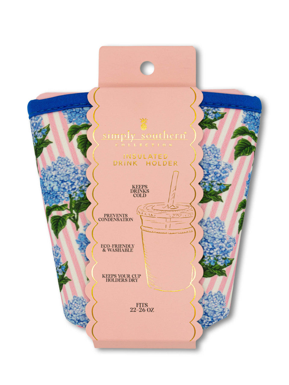 Drink Sleeve, Hydrangea Stripe