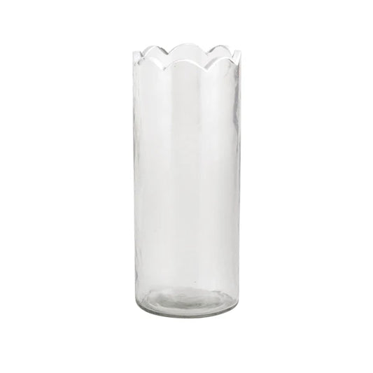 Large Scalloped Glass Bud Vase
