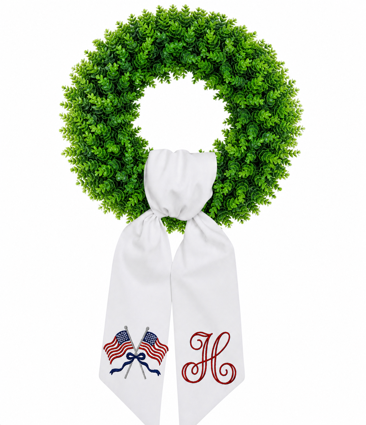Monogram Patriotic Wreath Sash