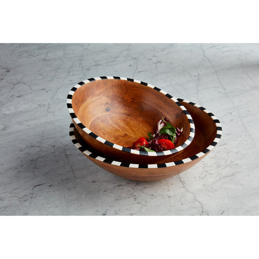 Checkered Mango Wood Bowl Small