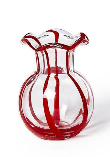 Red Ruffled Ribbon Vase