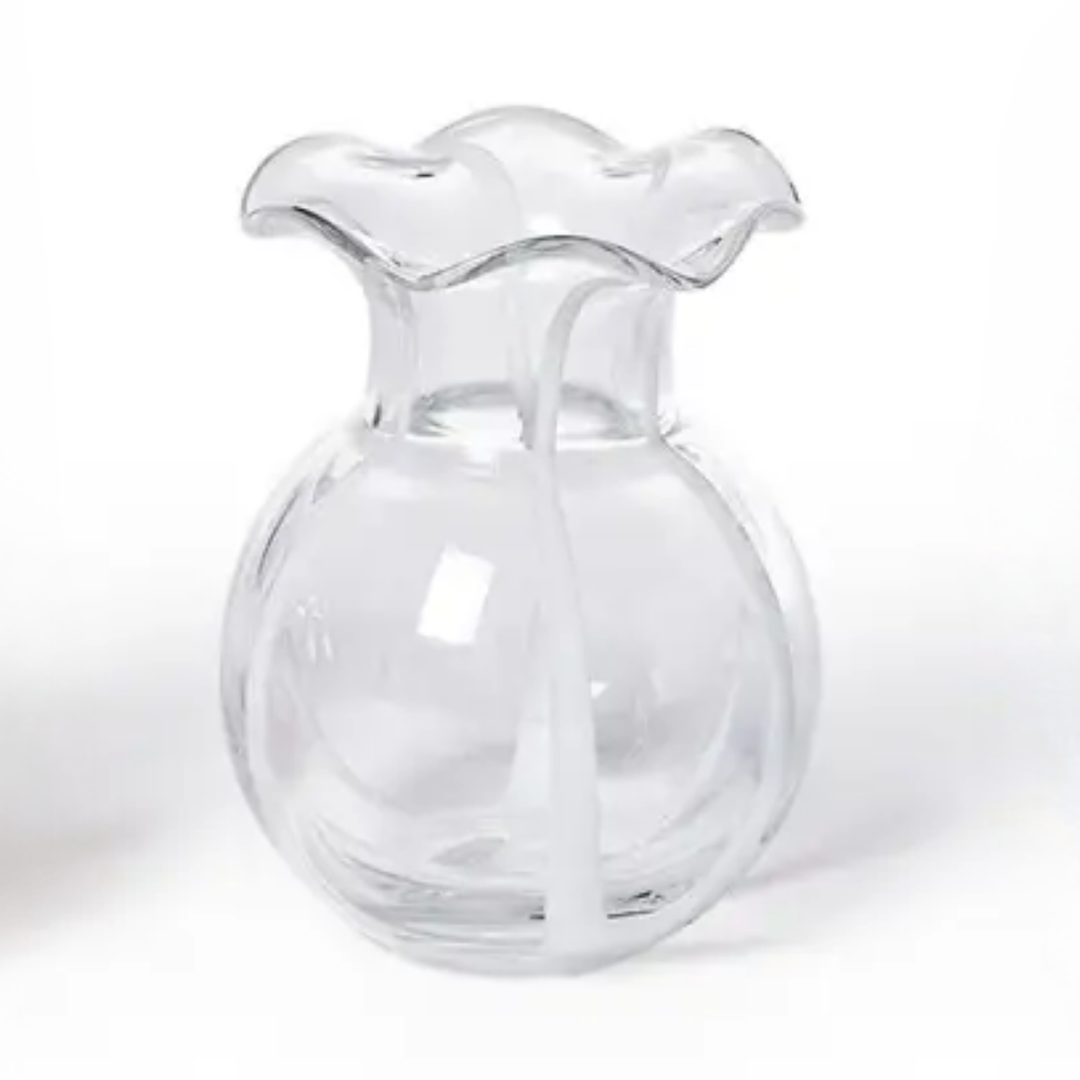 White Ruffled Ribbon Vase
