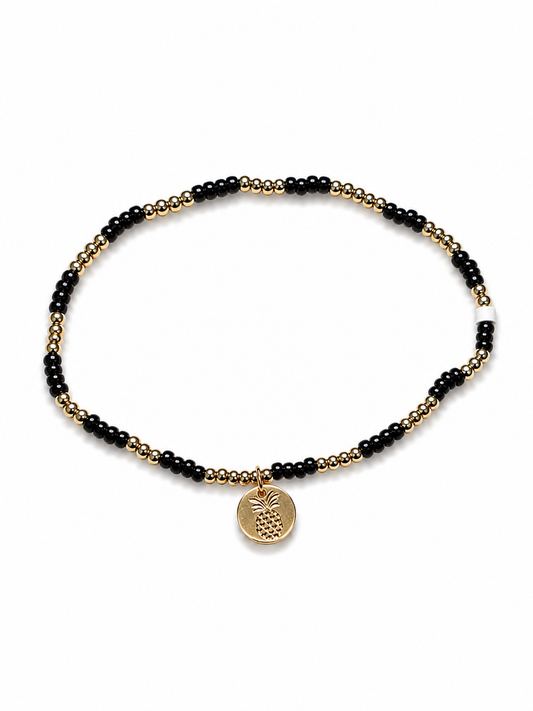 Gold and Black Beaded Bracelet