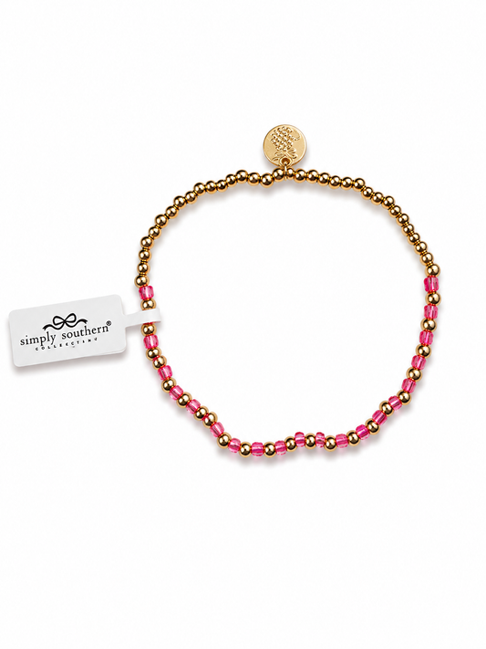 Pink and Gold Beaded Bracelet