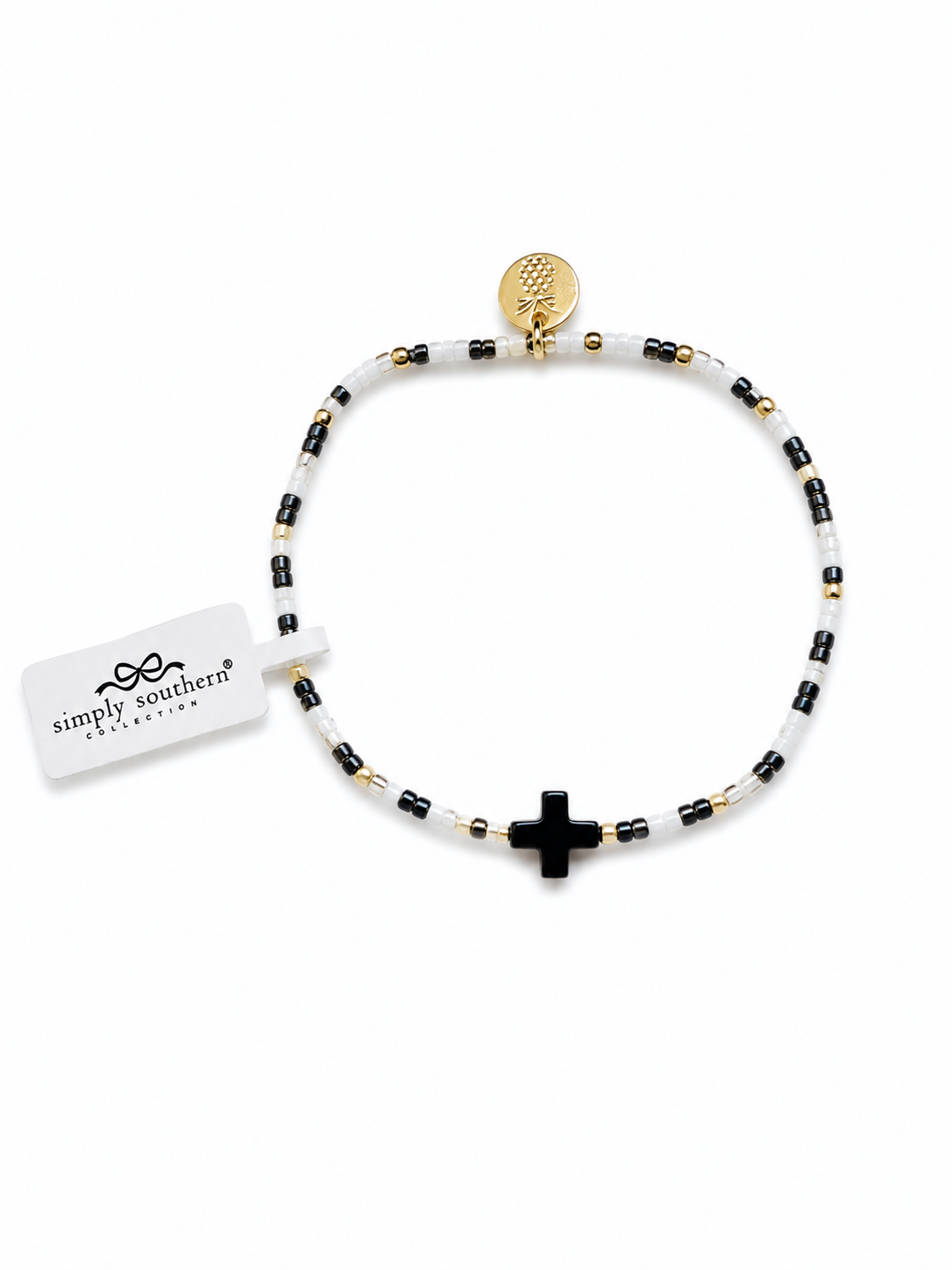 Multicolor Beaded Bracelet - Black Cross
