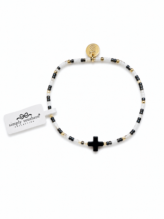 Multicolor Beaded Bracelet - Black Cross